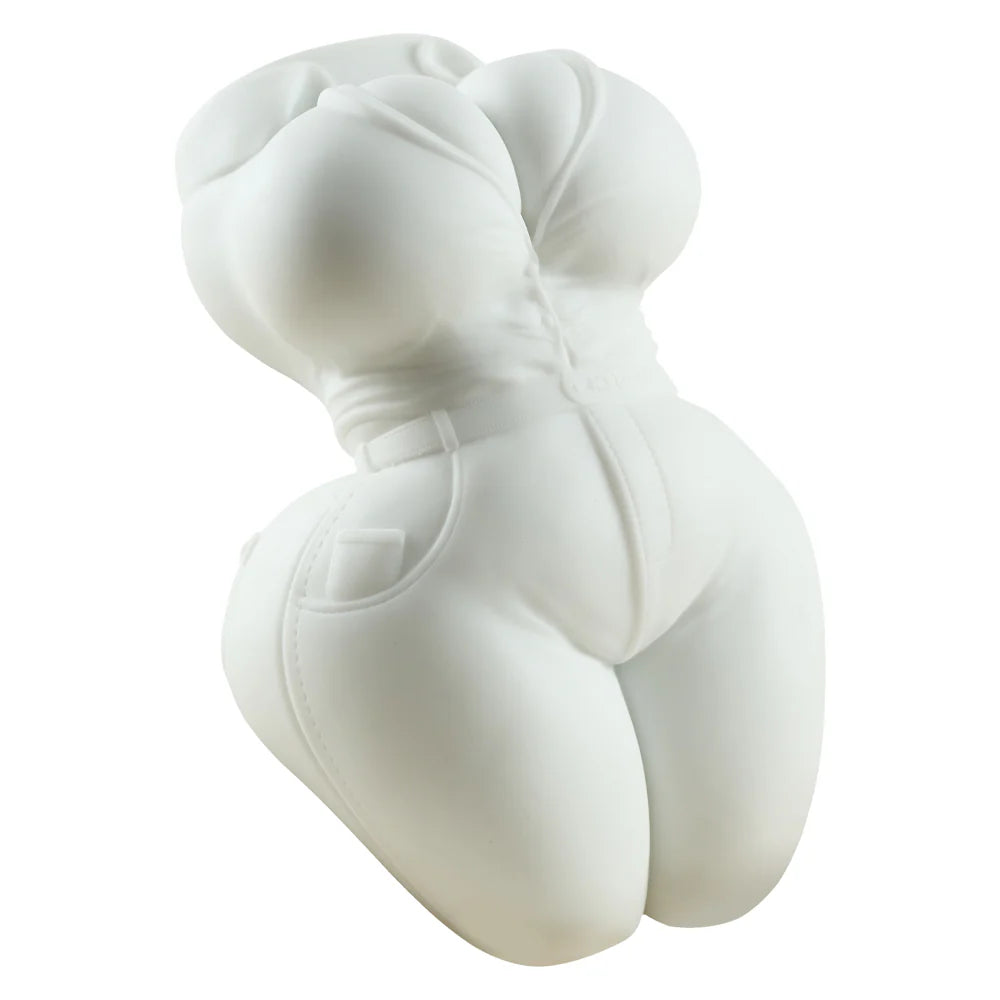 Denim Diva: Tailored Tight-Fit Denim Torso Sex Doll All-White Design Sex Toy For Men